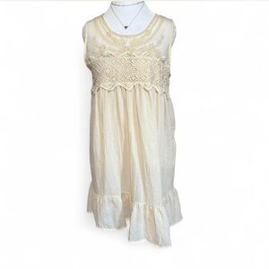 Indigo Soul Dress Cream Lace Ruffles Sz Small P-P 18” L-34”